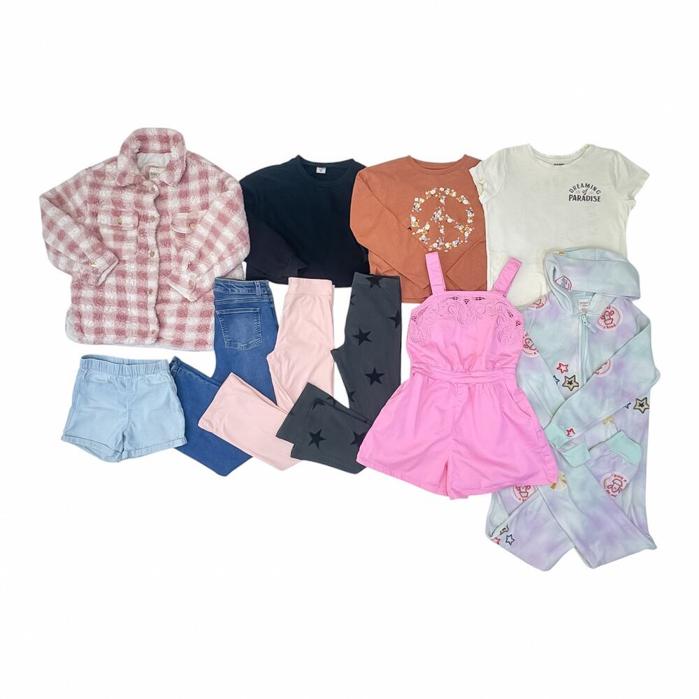 H&M Girls Clothes Outfits Bundle Sherpa Jacket Tops Jeans Flare Pants Size 10/12